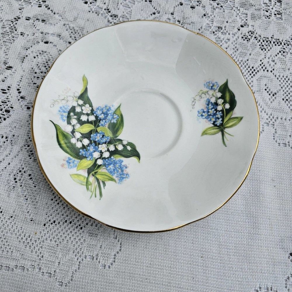 Royal Ascot Bone‎ China Saucer Lily of the Valley England May Flower